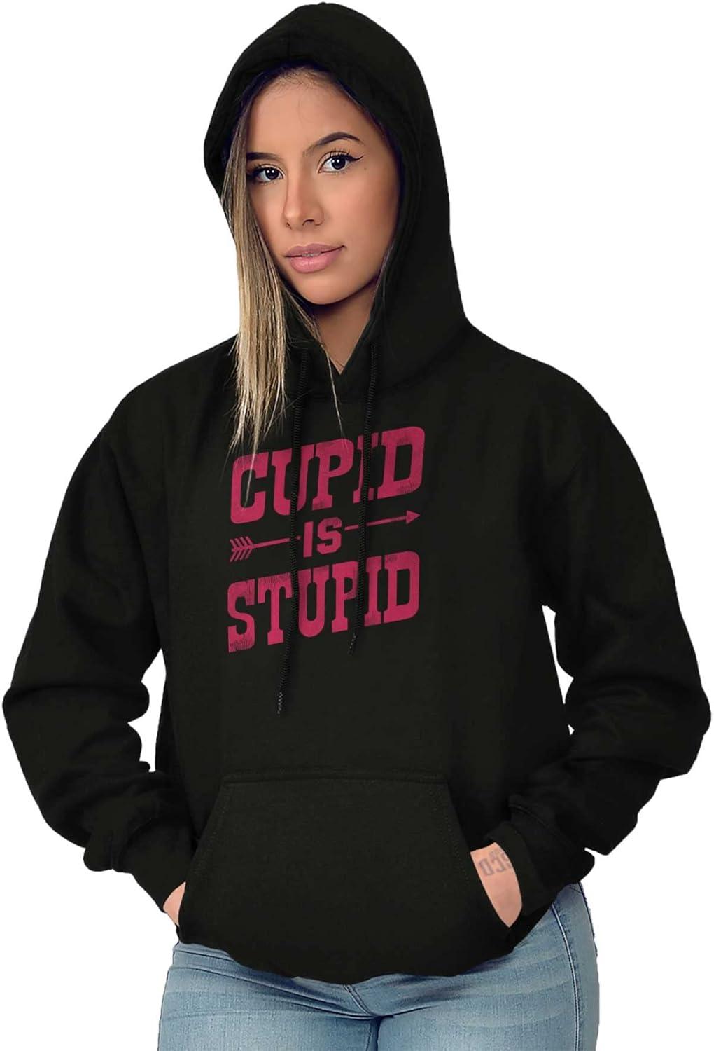 imageBrisco Brands Cupid is Stupid Anti Valentines Hoodie Sweatshirt WomenBlack