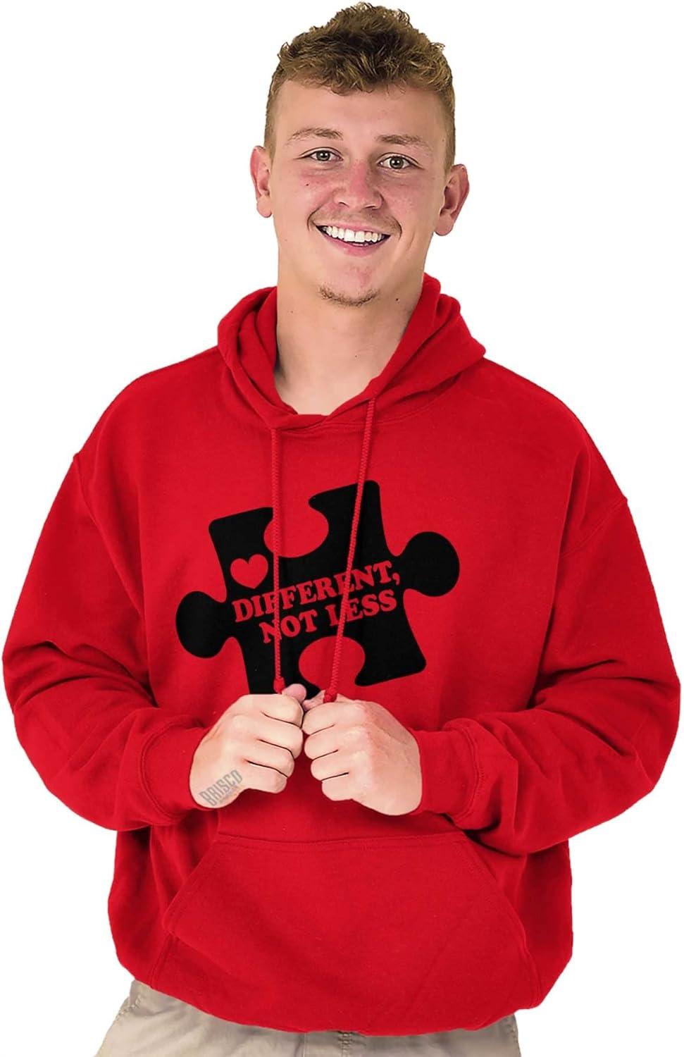 imageBrisco Brands Different Not Less Autism Puzzle Hoodie Sweatshirt Women MenRed
