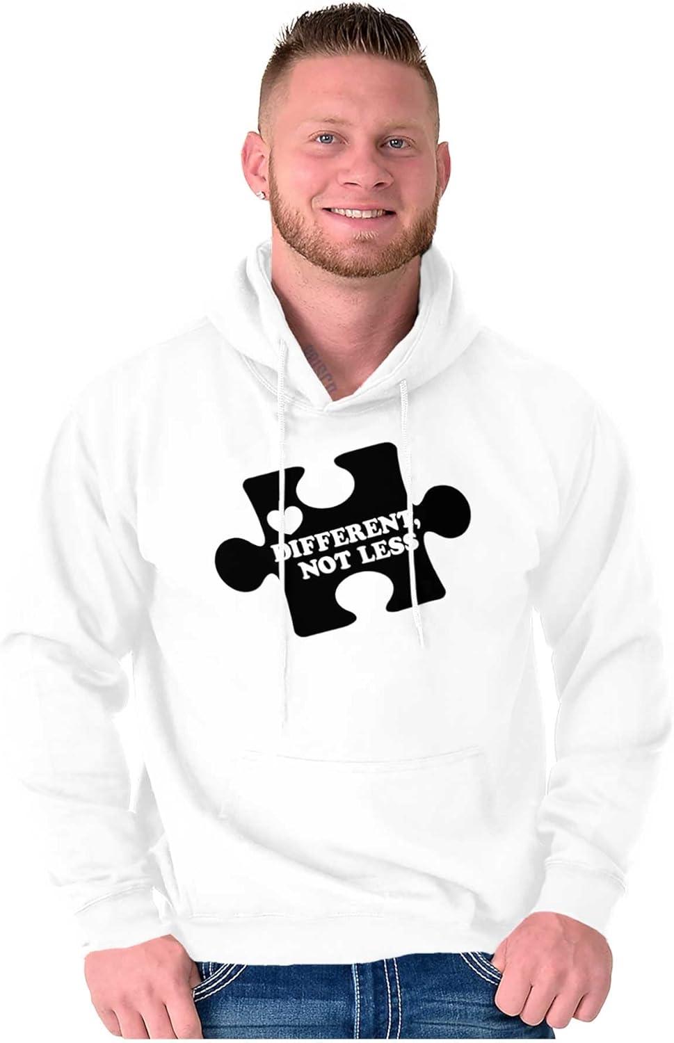 imageBrisco Brands Different Not Less Autism Puzzle Hoodie Sweatshirt Women MenWhite