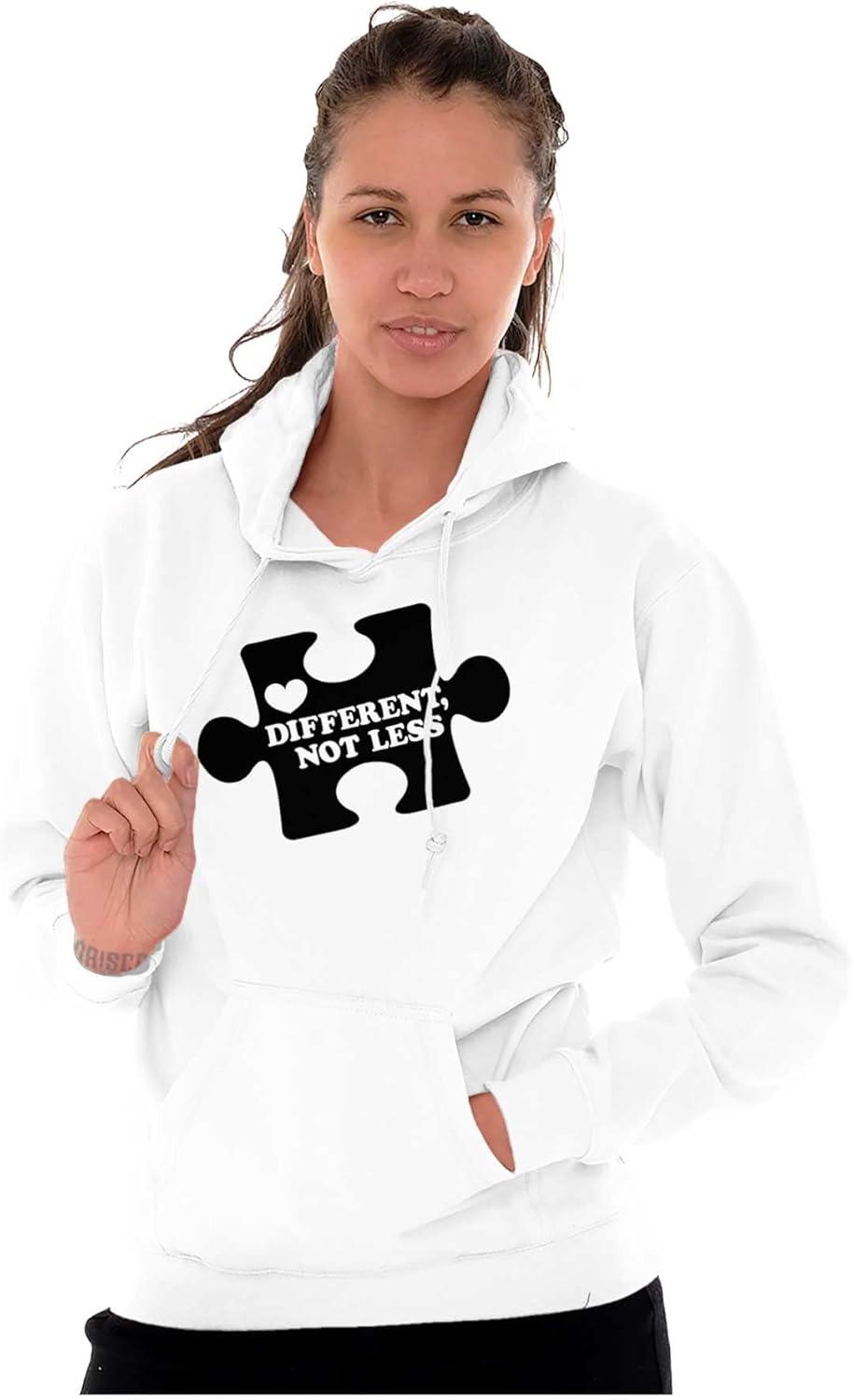 imageBrisco Brands Different Not Less Autism Puzzle Hoodie Sweatshirt Women MenWhite