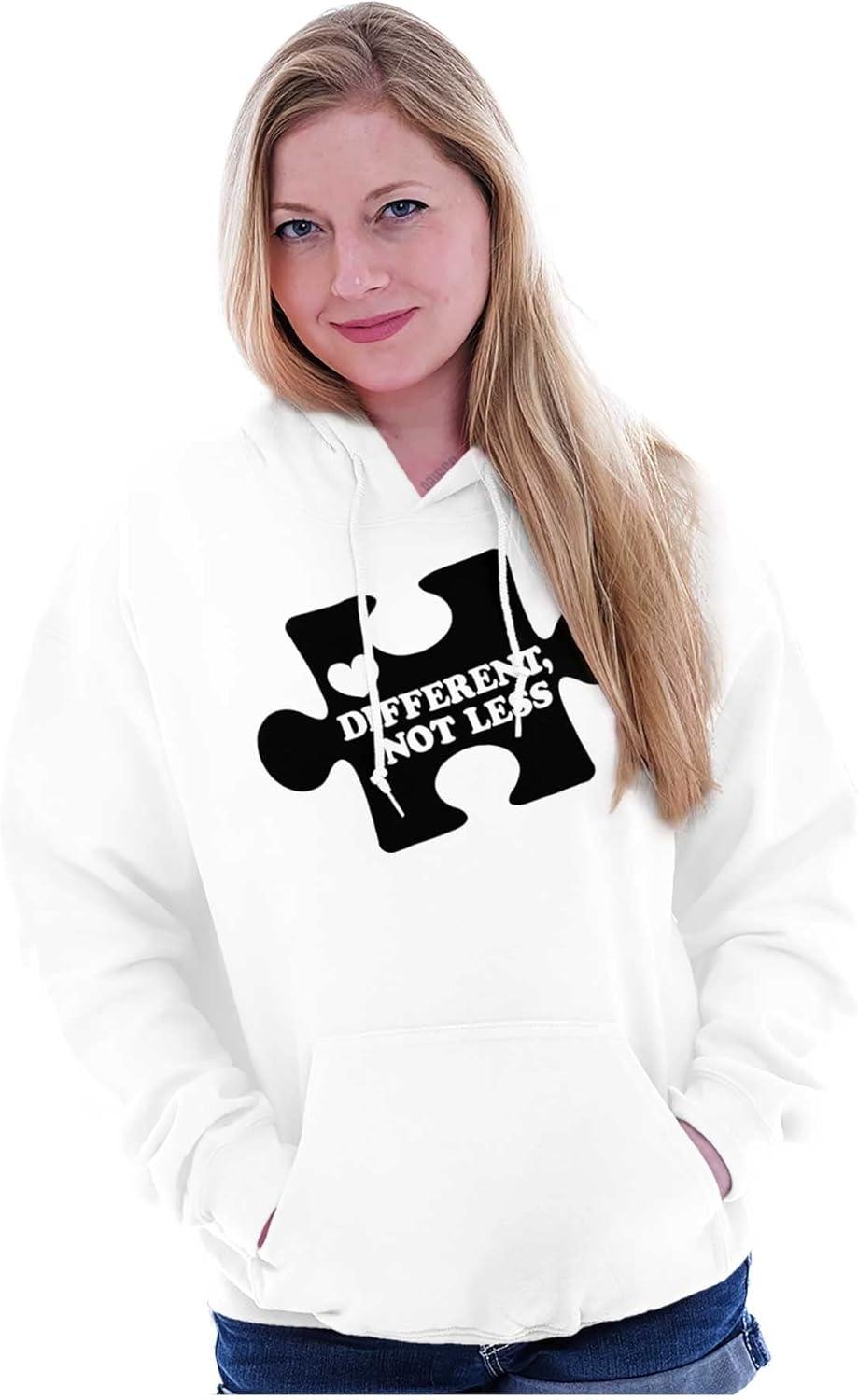 imageBrisco Brands Different Not Less Autism Puzzle Hoodie Sweatshirt Women MenWhite