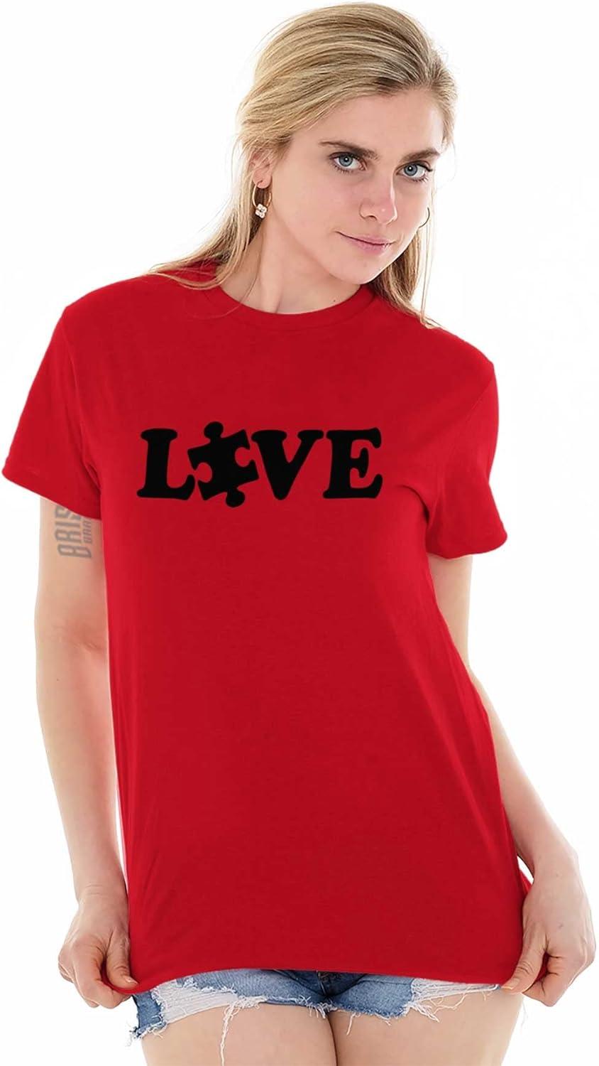 imageLove Autism Awareness Puzzle Piece Graphic T Shirt Men or WomenRed