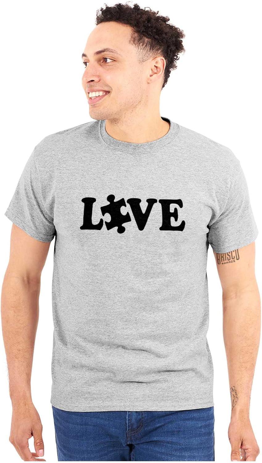 imageLove Autism Awareness Puzzle Piece Graphic T Shirt Men or WomenSport Grey
