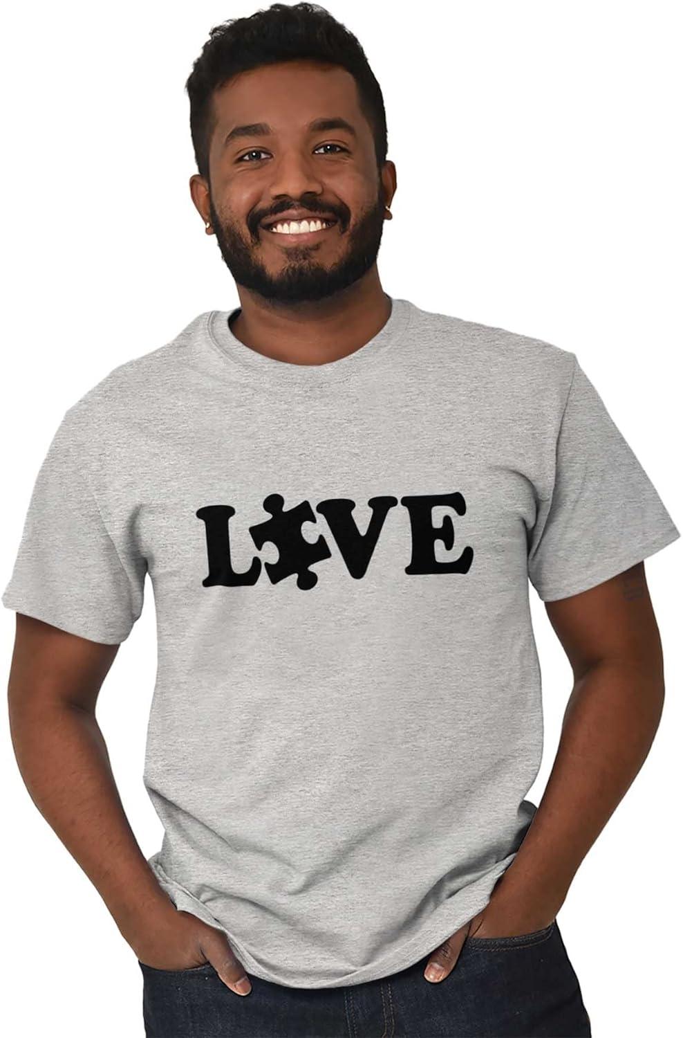 imageLove Autism Awareness Puzzle Piece Graphic T Shirt Men or WomenSport Grey