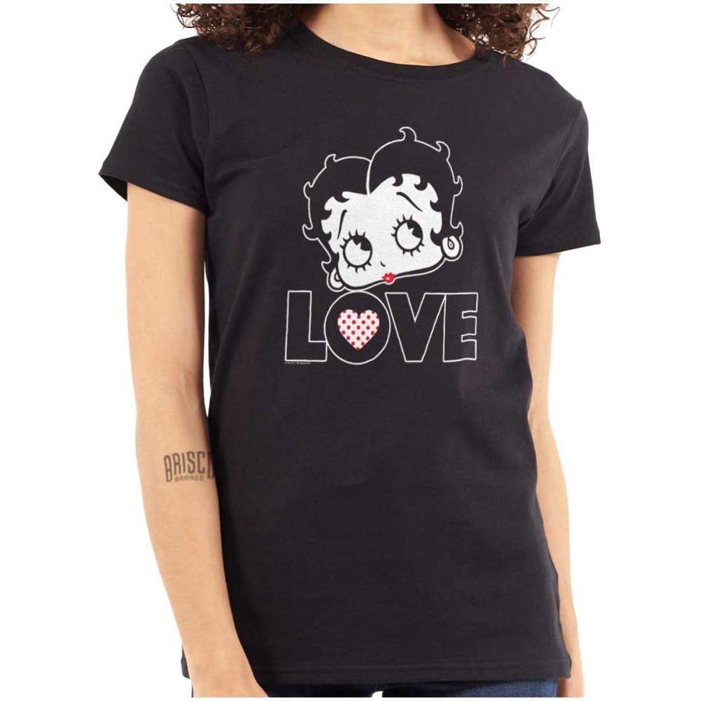 imageBetty Boop Love Cute Girly Cartoon Womens Slim Fit Graphic TeeBlack
