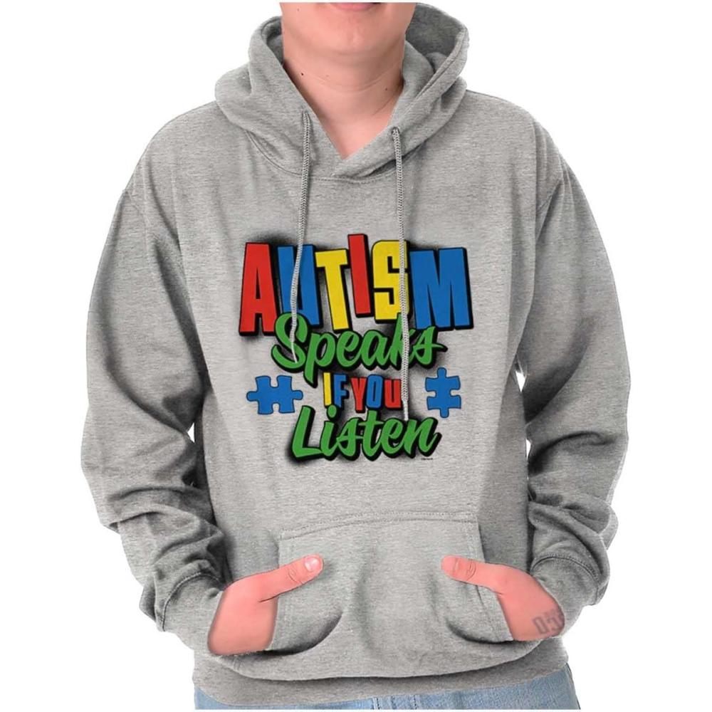 imageBrisco Brands Autism Speaks If You Listen Awareness Hoodie Sweatshirt Women MenSport Grey