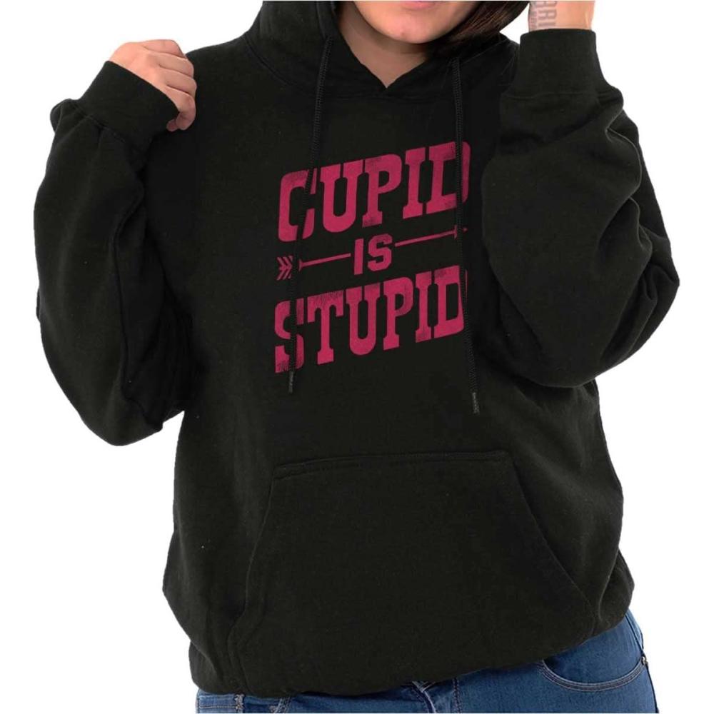 imageBrisco Brands Cupid is Stupid Anti Valentines Hoodie Sweatshirt WomenBlack