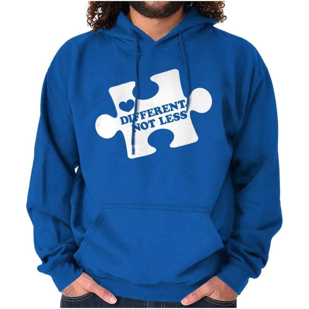 imageBrisco Brands Different Not Less Autism Puzzle Hoodie Sweatshirt Women MenRoyal