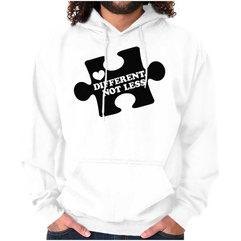 imageBrisco Brands Different Not Less Autism Puzzle Hoodie Sweatshirt Women MenWhite
