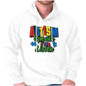 Brisco Brands Autism Speaks If You Listen Awareness Hoodie Sweatshirt Women Men(White)