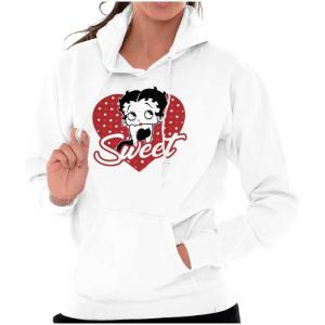 Brisco Brands Betty Boop Sweetheart Love Cute Hoodie Sweatshirt Women(White)