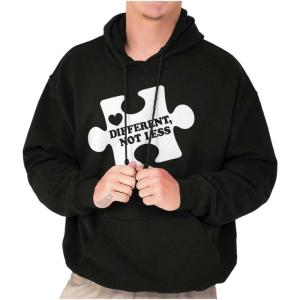 Brisco Brands Different Not Less Autism Puzzle Hoodie Sweatshirt Women Men(Black)