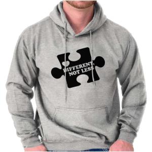 Brisco Brands Different Not Less Autism Puzzle Hoodie Sweatshirt Women Men(Sport Grey)
