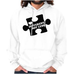Brisco Brands Different Not Less Autism Puzzle Hoodie Sweatshirt Women Men(White)