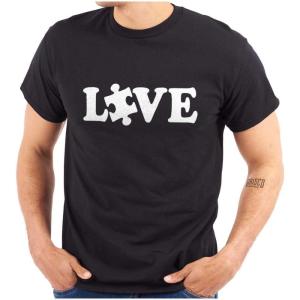 Love Autism Awareness Puzzle Piece Graphic T Shirt Men or Women(Black)