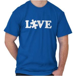Love Autism Awareness Puzzle Piece Graphic T Shirt Men or Women(Royal)