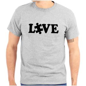 Love Autism Awareness Puzzle Piece Graphic T Shirt Men or Women(Sport Grey)