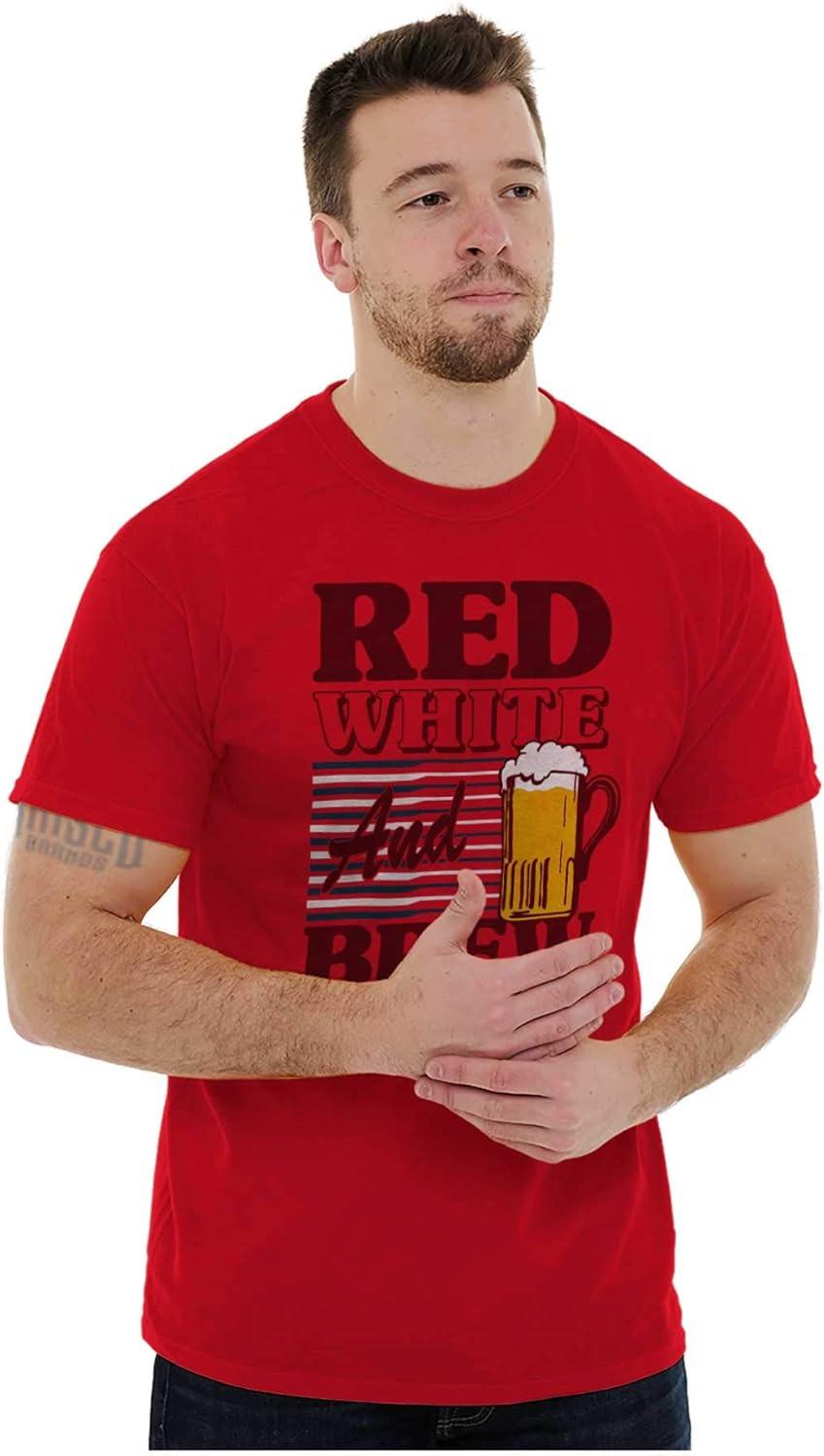 imageBrisco Brands Patriotic Drinking Beer Drinker Flag Graphic T Shirt Men or WomenRed