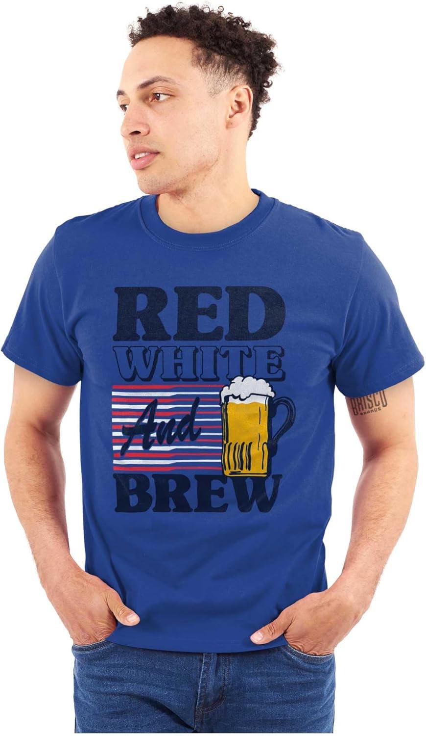 imageBrisco Brands Patriotic Drinking Beer Drinker Flag Graphic T Shirt Men or WomenRoyal