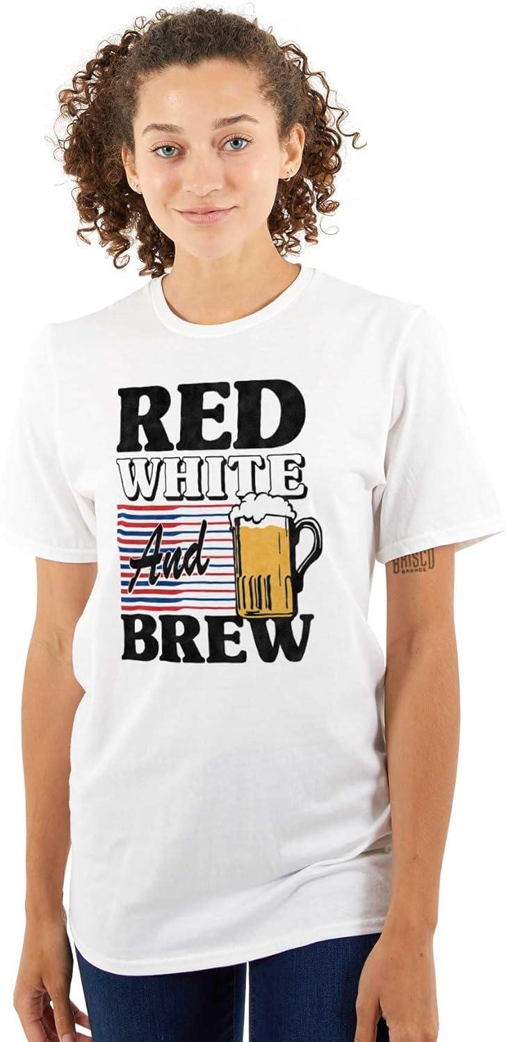 imageBrisco Brands Patriotic Drinking Beer Drinker Flag Graphic T Shirt Men or WomenWhite