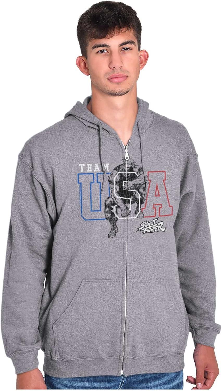 imageBrisco Brands Street Fighter Team USA Video Game Zip Up Hoodie Mens WomensSport Grey