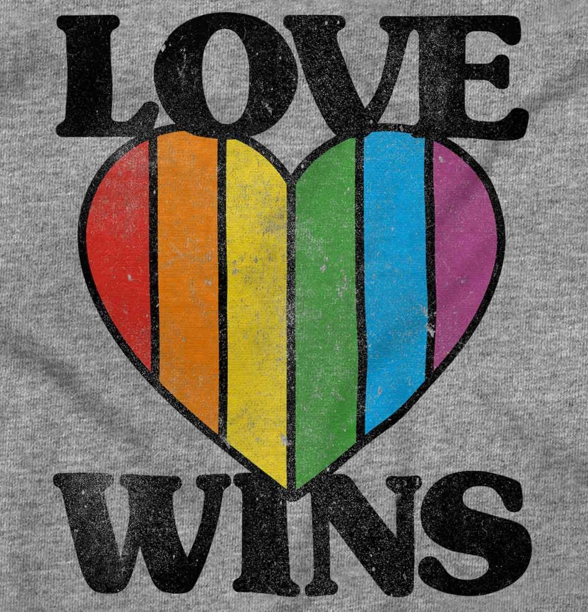 imageBrisco Brands Vintage Love Wins Pride Rainbow Heart Hoodie Sweatshirt WomenSport Grey