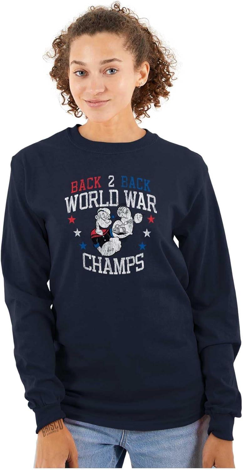 imagePopeye American World Champs USA Long Sleeve Tshirt Men WomenNavy