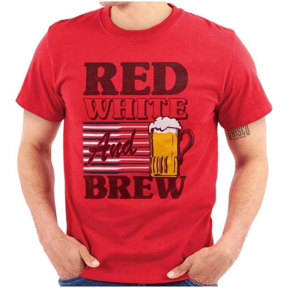 imageBrisco Brands Patriotic Drinking Beer Drinker Flag Graphic T Shirt Men or WomenRed