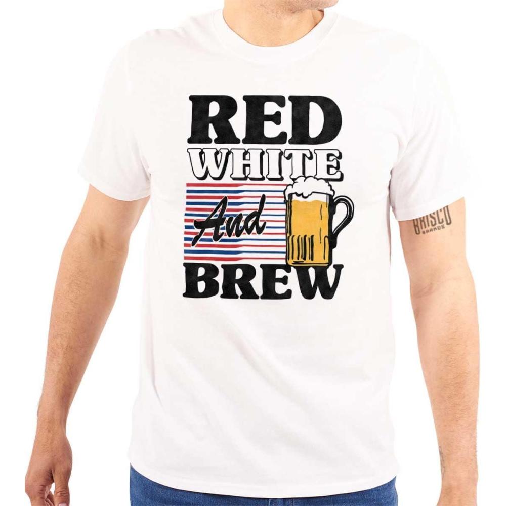 imageBrisco Brands Patriotic Drinking Beer Drinker Flag Graphic T Shirt Men or WomenWhite