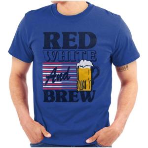Brisco Brands Patriotic Drinking Beer Drinker Flag Graphic T Shirt Men or Women(Royal)