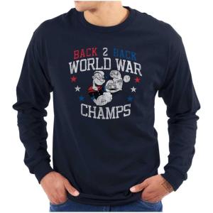 Popeye American World Champs USA Long Sleeve Tshirt Men Women(Navy)