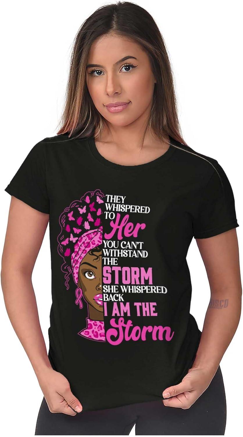 imageBlack Breast Cancer I Am The Storm Womens Slim Fit Graphic TeeBlack