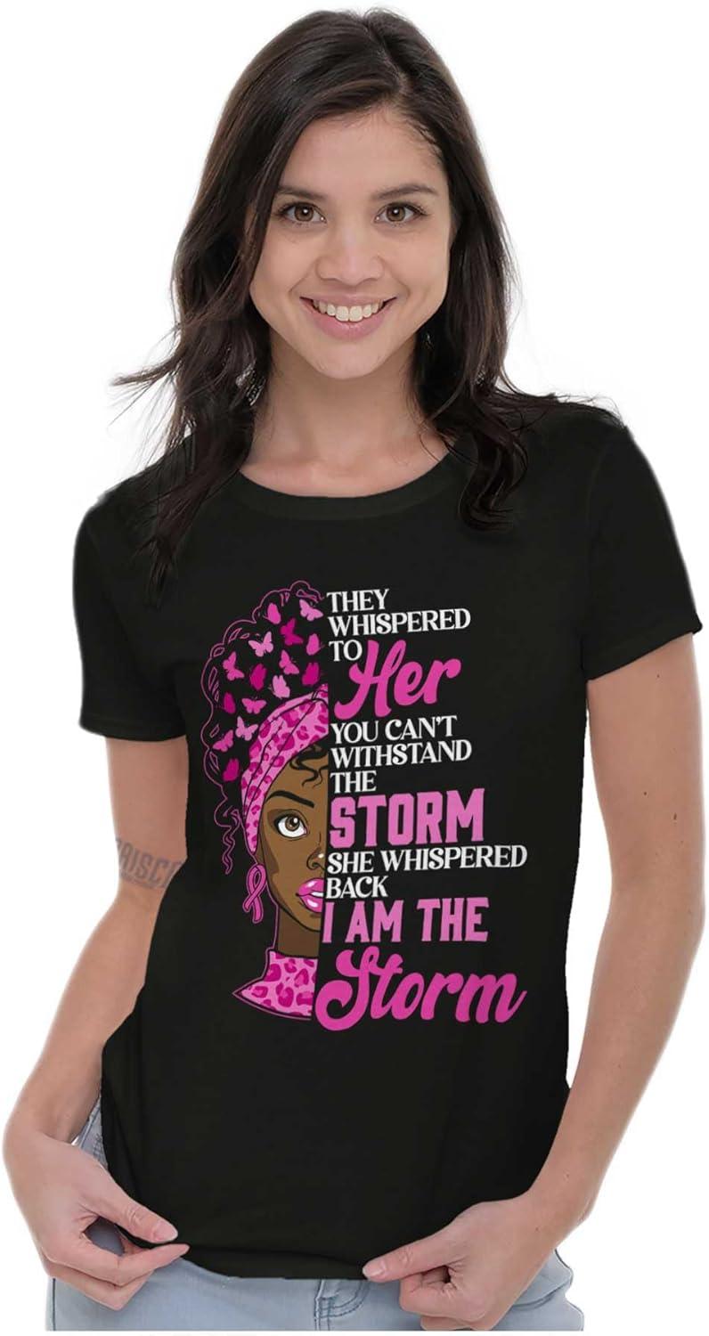 imageBlack Breast Cancer I Am The Storm Womens Slim Fit Graphic TeeBlack
