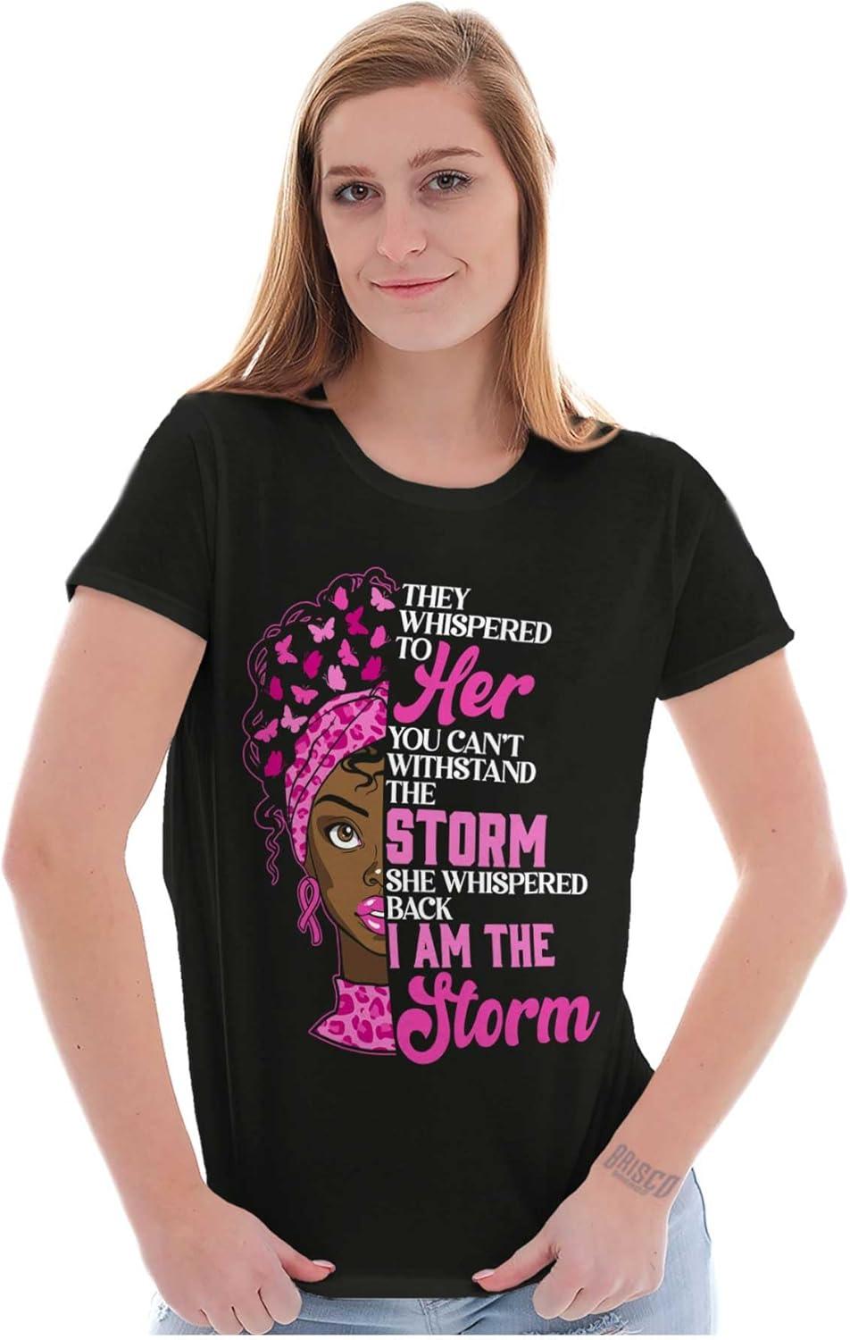 imageBlack Breast Cancer I Am The Storm Womens Slim Fit Graphic TeeBlack