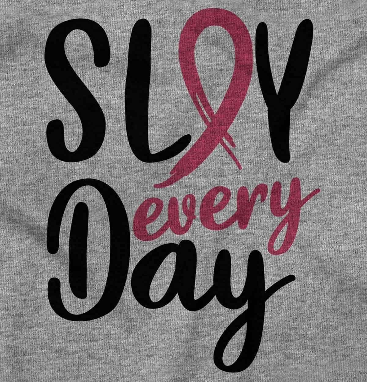 imageBreast Cancer Survivor Slay Every Day Womens Graphic T Shirt TeesSport Grey