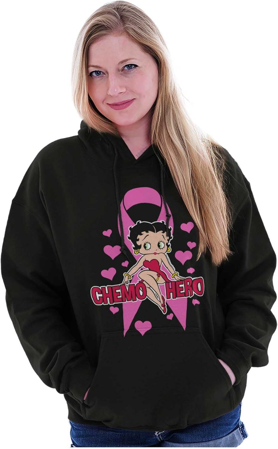 imageBrisco Brands Betty Boop Breast Cancer Chemo Hero Hoodie Sweatshirt WomenBlack