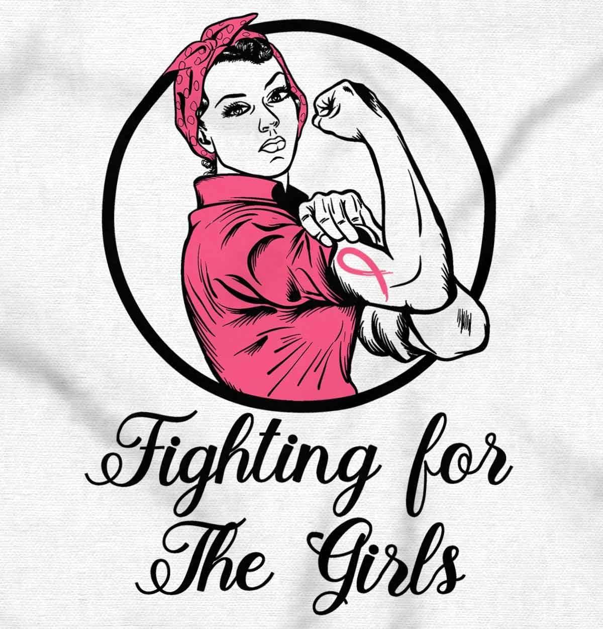 imageBrisco Brands Breast Cancer Fighter Rosie Riveter Womens Slim Fit Graphic TeeWhite