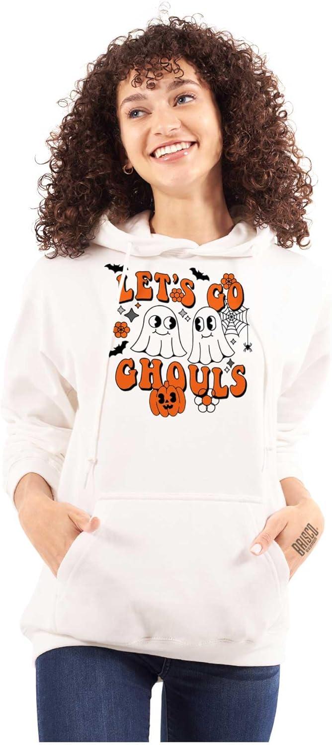 imageBrisco Brands Cute Halloween Ghosts Lets Go Ghouls Hoodie Sweatshirt WomenWhite