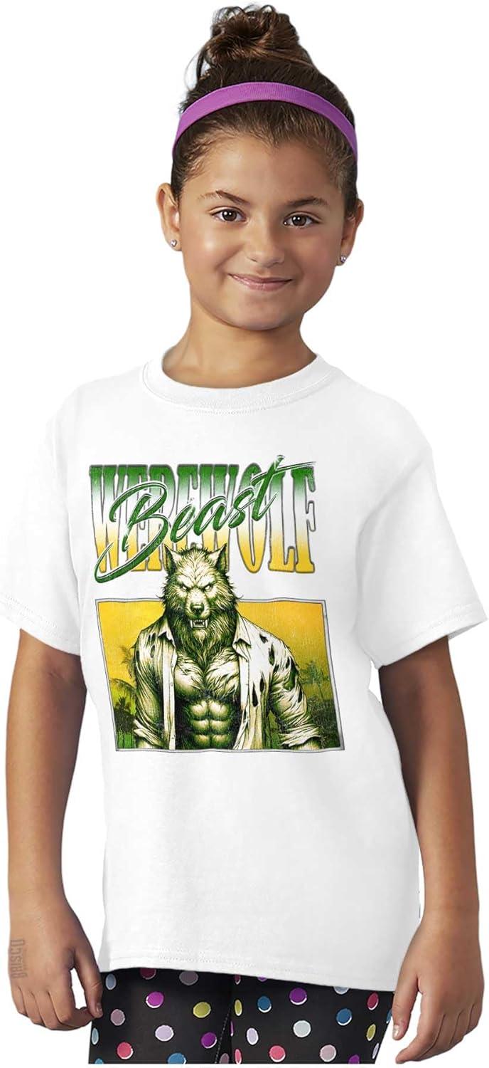 imageBrisco Brands Halloween Monster Werewolf Beast Crewneck T Shirts Boy GirlWhite