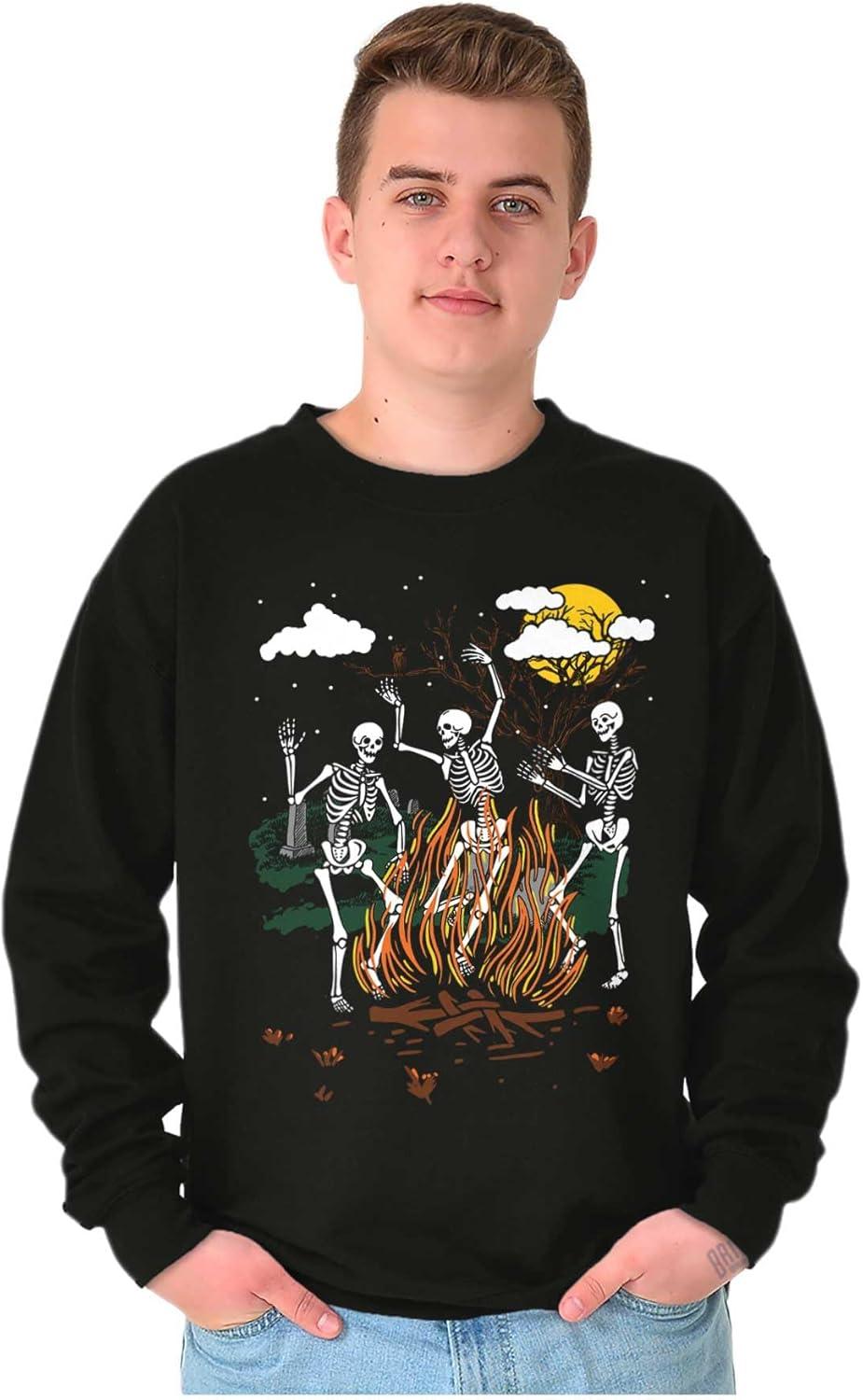 imageBrisco Brands Halloween Spooky Dancing Skeletons Sweatshirt for Men or WomenBlack