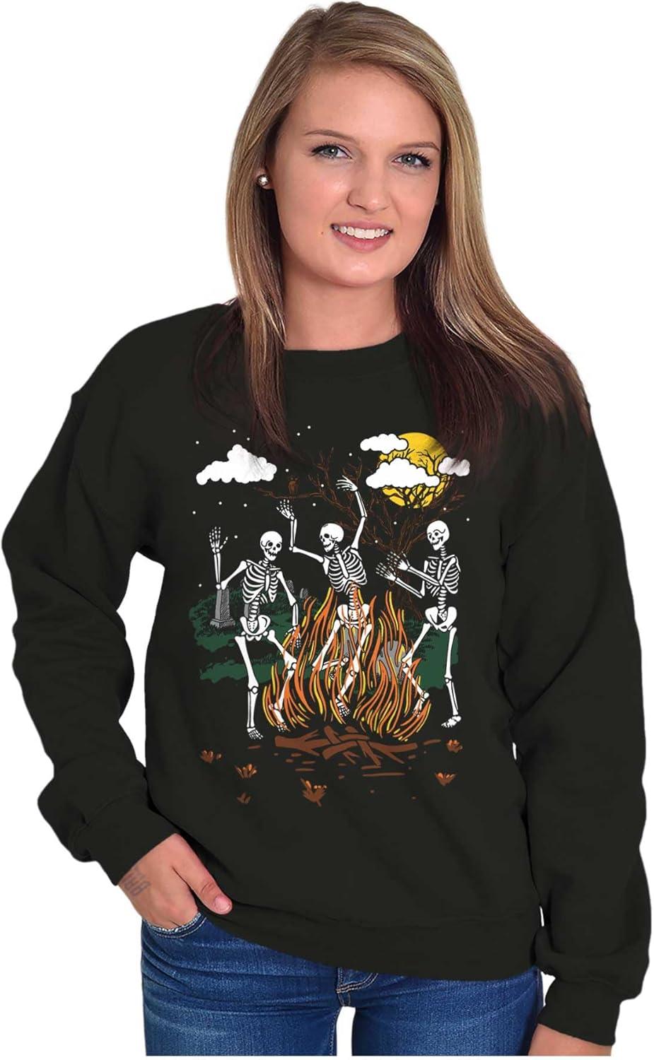 imageBrisco Brands Halloween Spooky Dancing Skeletons Sweatshirt for Men or WomenBlack