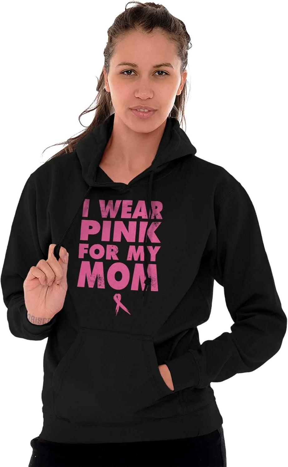 imageBrisco Brands I Wear Pink For My Mom Breast Cancer Hoodie Sweatshirt WomenBlack