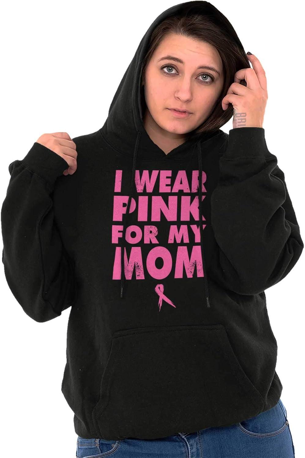imageBrisco Brands I Wear Pink For My Mom Breast Cancer Hoodie Sweatshirt WomenBlack