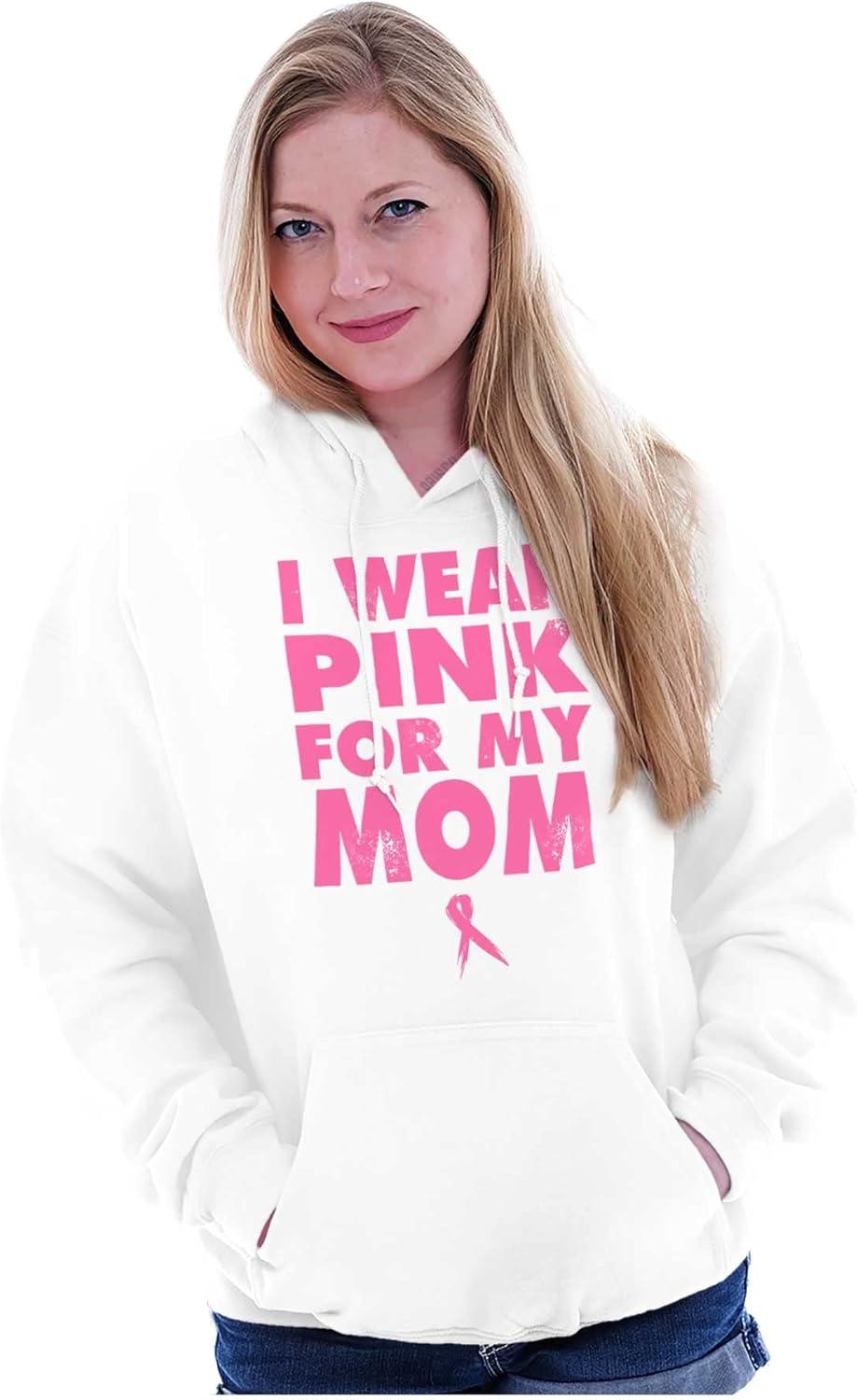 imageBrisco Brands I Wear Pink For My Mom Breast Cancer Hoodie Sweatshirt WomenWhite