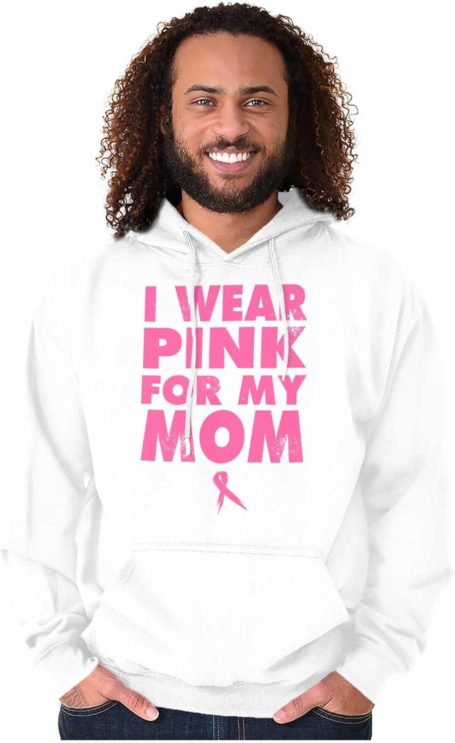 imageBrisco Brands I Wear Pink For My Mom Breast Cancer Hoodie Sweatshirt WomenWhite