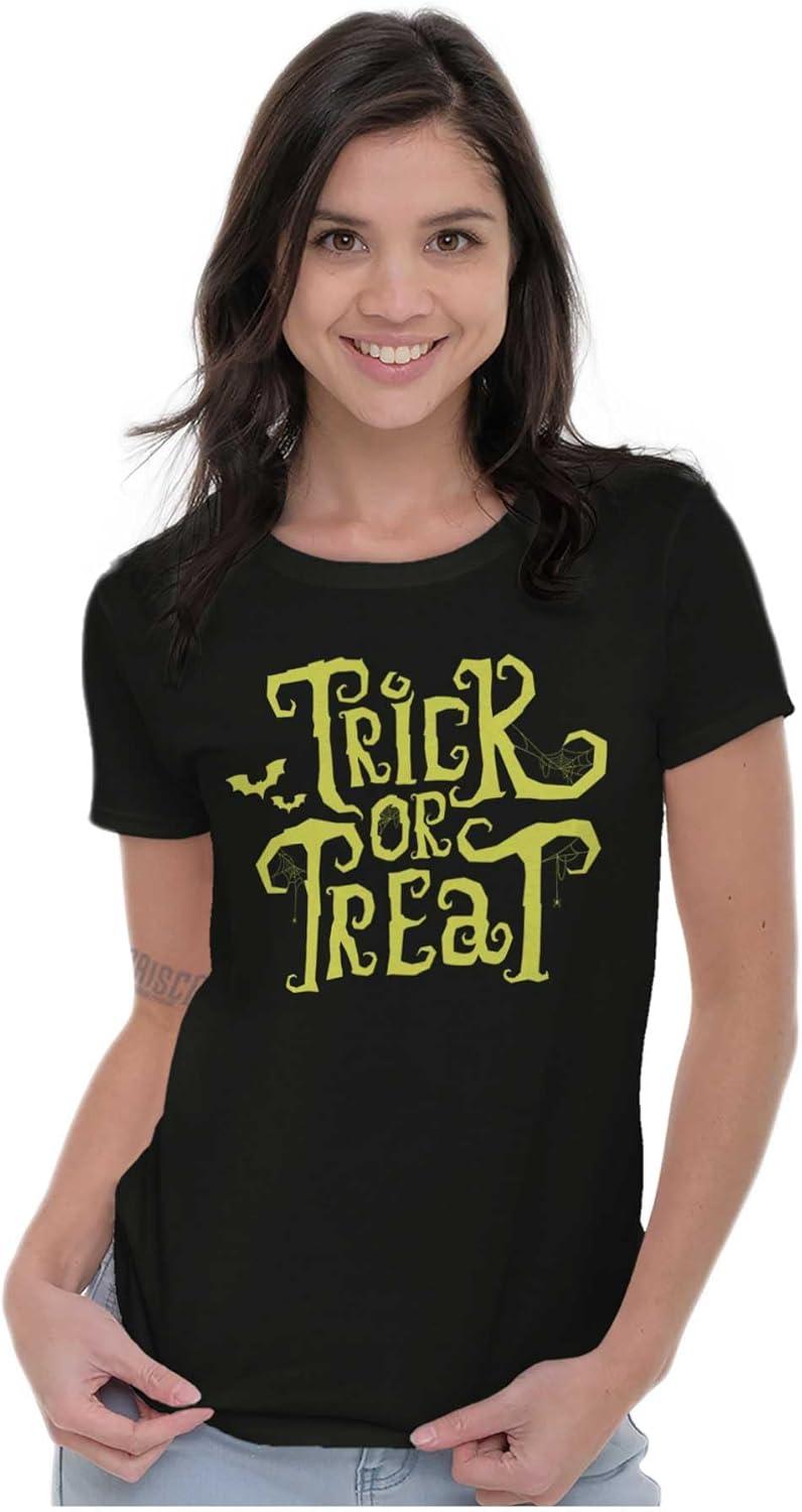 imageBrisco Brands Spooky Halloween Trick or Treat Womens Slim Fit Graphic TeeBlack
