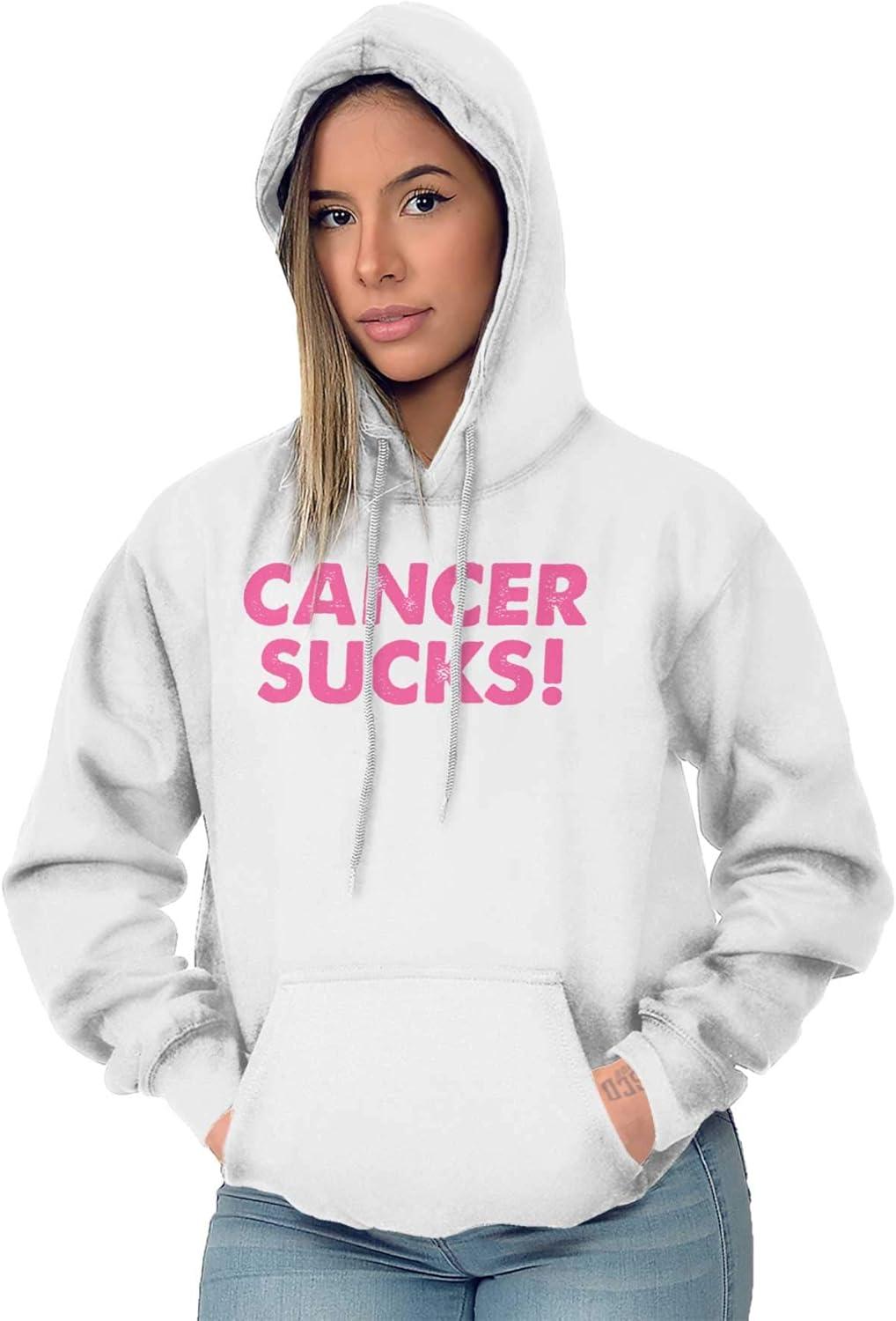 imageCancer Sucks Breast Awareness Quote Hoodie Sweatshirt WomenWhite