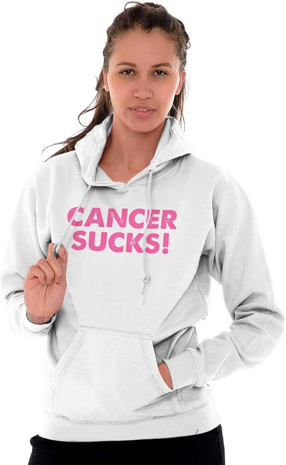 imageCancer Sucks Breast Awareness Quote Hoodie Sweatshirt WomenWhite