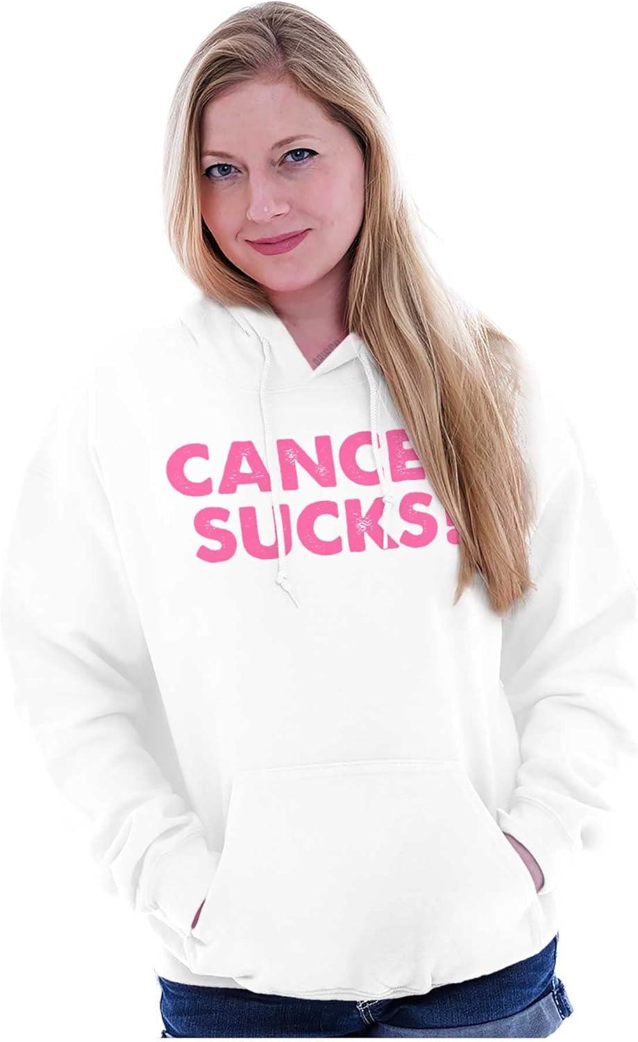 imageCancer Sucks Breast Awareness Quote Hoodie Sweatshirt WomenWhite