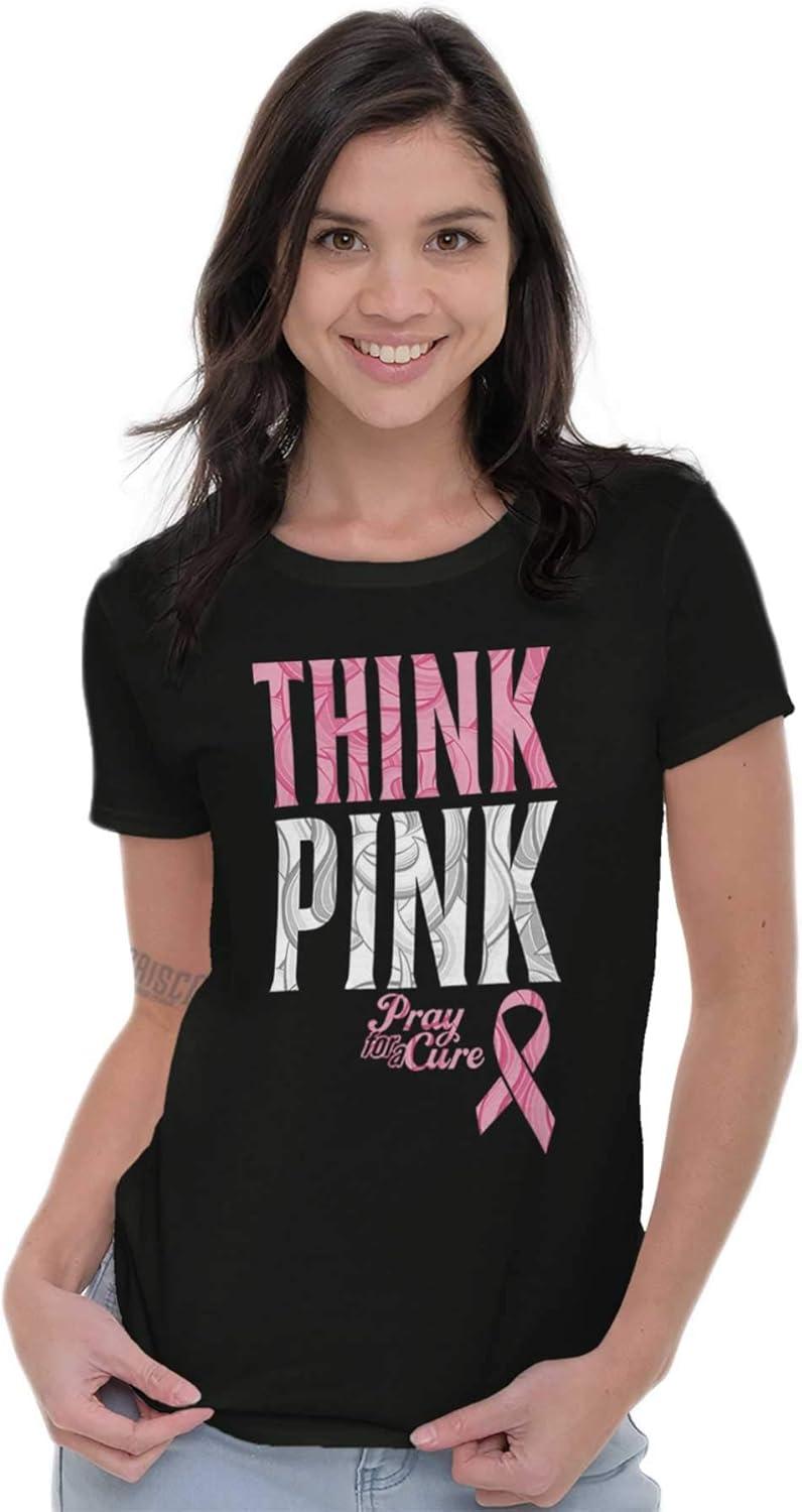 imageClassic Teaze Pink Ribbon Cure Breast Cancer Awareness Womens Slim Fit Graphic TeeBlack